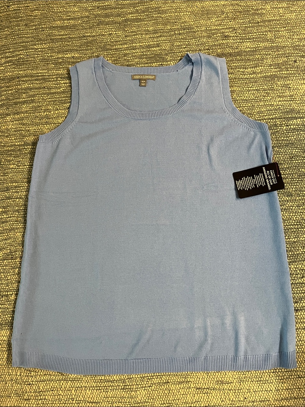 Jessica London Sky Blue Sleeveless Knit Tank 100% acrylic Size Large 18/20 New